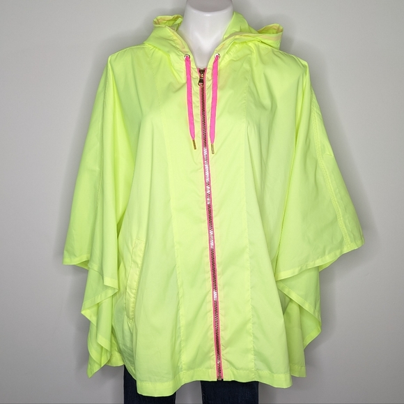Lilly Pulitzer Jackets & Blazers - Lilly Pulitzer neon yellow hooded poncho windbreaker rain jacket L/XL